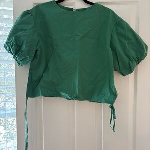 OAK + FORT Emerald Puff Sleeve Blouse
